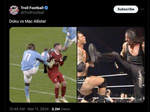Meme Doku Tendang Mac Allister, Main Bola atau Main Gulat sih?
