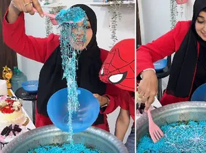 Nyeleneh! Setelah Biryani Pink, Wanita Ini Sajikan Nasi Biryani Biru