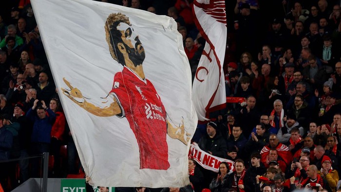 Soccer Football - Europa League - Round of 16 - Second Leg - Liverpool v Sparta Prague - Anfield, Liverpool, Britain - March 14, 2024
Liverpools Mohamed Salah reacts Action Images via Reuters/Lee Smith