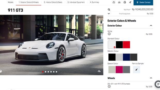Harga Porsche 911 GT3 tertera Rp9,045 miliar.