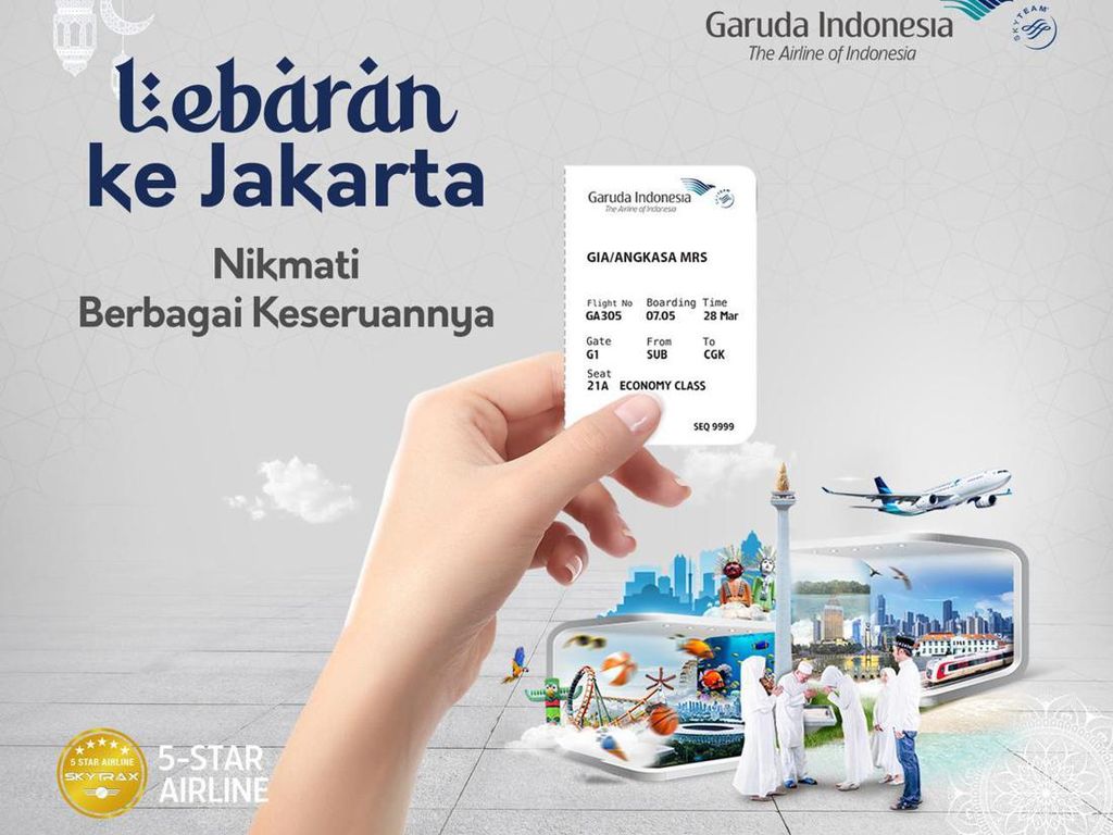 Promo Lebaran ke Jakarta ala Garuda, Ada Diskon Tiket hingga 75%