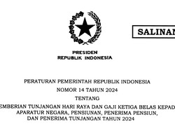 PP No. 14 tahun 2024 tentang THR dan Gaji Ketiga Belas: Isi dan Link Download