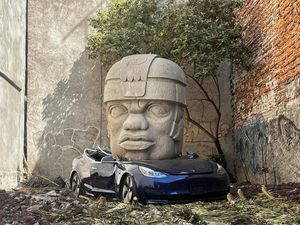 Tesla Rp 1,7 Miliar Ringsek Sengaja Ditimpa Patung 9 Ton Tesla Rp 1,7 Miliar Ringsek Sengaja Ditimpa Patung 9 Ton