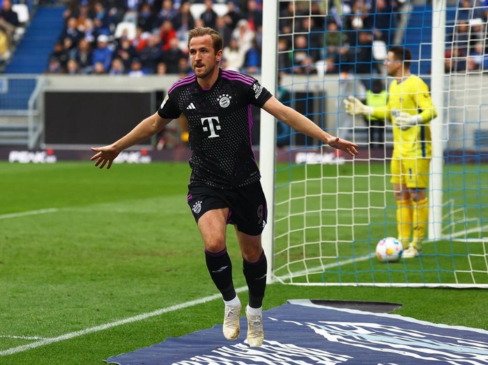 Soccer Football - Bundesliga - SV Darmstadt 98 v Bayern Munich - Merck-Stadion am Bollenfalltor, Darmstadt, Germany - March 16, 2024 Bayern Munich's Harry Kane celebrates scoring their second goal REUTERS/Kai Pfaffenbach DFL REGULATIONS PROHIBIT ANY USE OF PHOTOGRAPHS AS IMAGE SEQUENCES AND/OR QUASI-VIDEO.
