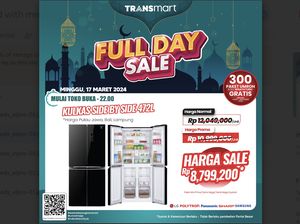 Kulkas Dua Pintu Diskon Rp 3 Jutaan di Transmart Full Day Sale