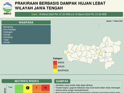 7 Daerah di Jateng Waspada Dampak Hujan Lebat Hari ini, Berikut Daftarnya
