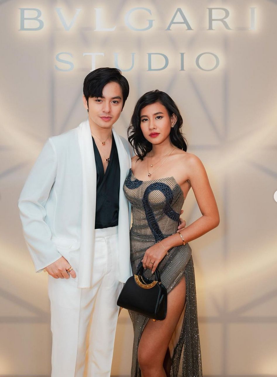 Shenina Cinnamon dan Lisa BLACKPINK di Acara Bulgari Studio.