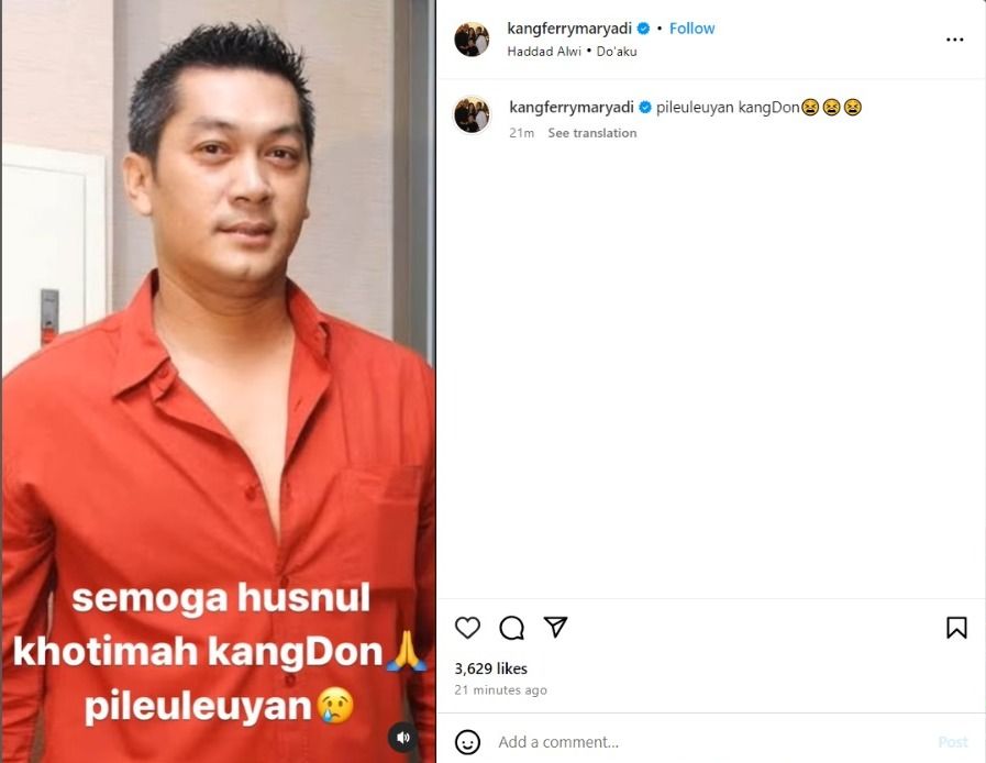 Unggahan Ferry Maryadi soal Donny Kesuma meninggal dunia