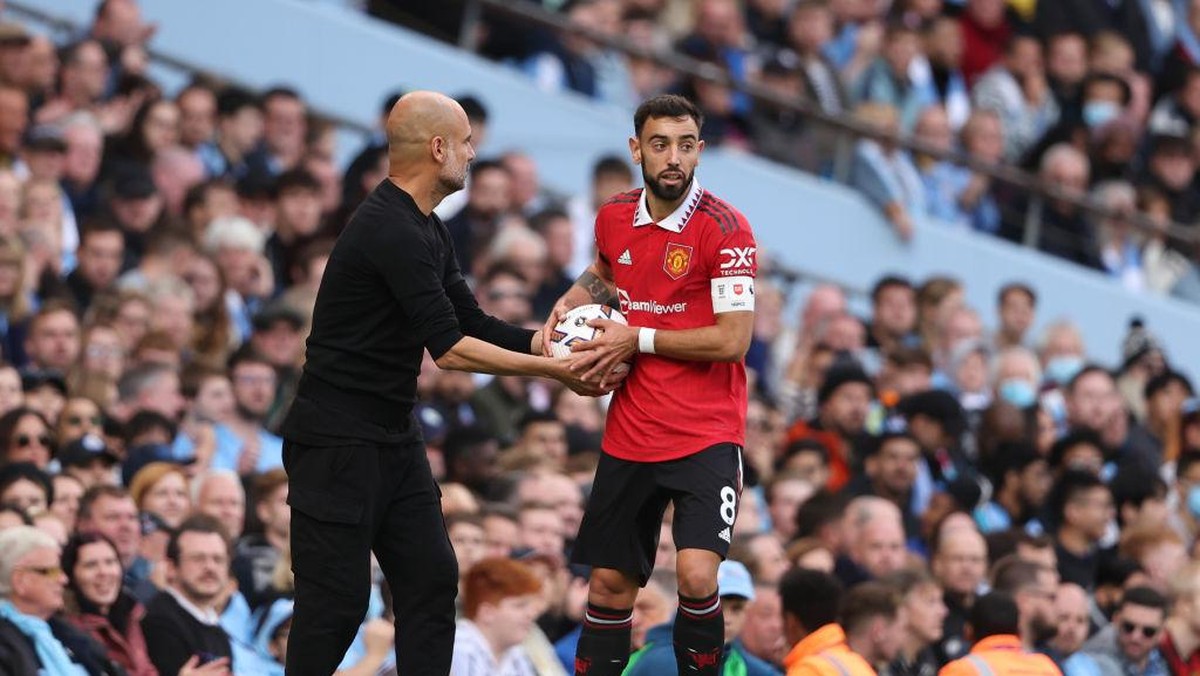 Bruno Fernandes akui Pep Guardiola pelatih terbaik dunia (Getty Images/Matthew Ashton - AMA)