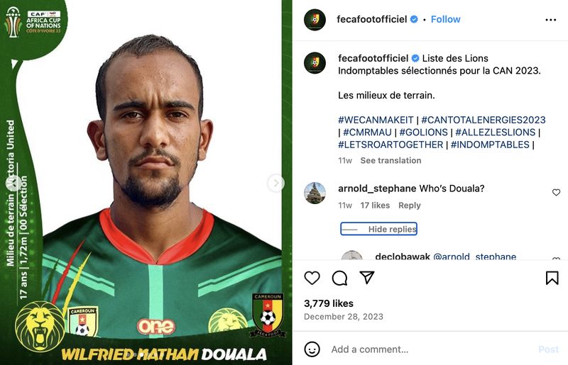Pemain termuda di Piala Afrika 2023, Wilfried Douala, kena sanksi karena dugaan pencurian umur. Sanksinya dicabut usai dia diketahui benar-benar masih remaja.
