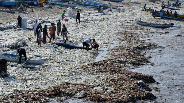 Penampakan Sampah Plastik di Pantai Kedonganan Bali