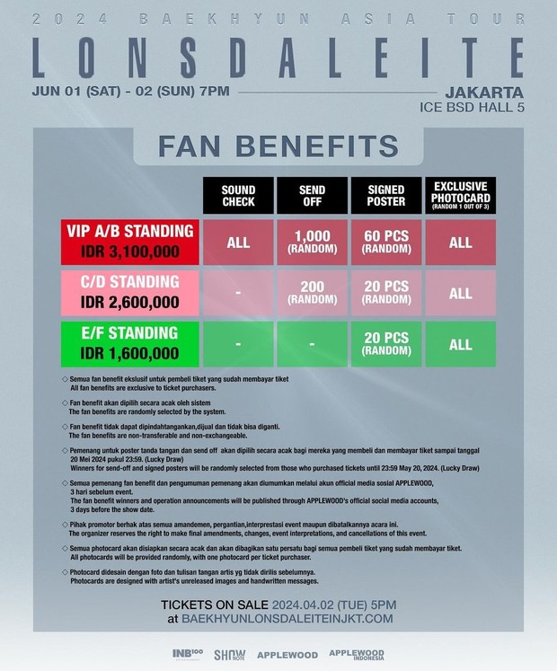 Detail Harga Tiket Konser Baekhyun EXO 'Lonsdaleite' di Jakarta!