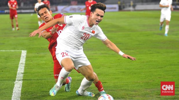 Timnas Indonesia mengalahkan Vietnam dalam Kualifikasi Piala Dunia 2026 di Stadion Utama Gelora Bung Karno, Kamis (21/3). (CNN Indonesia/Mundri Winanto)