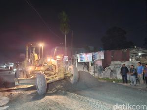 Jalan Perbatasan Kampar-Pekanbaru Mulai Diperbaiki Usai Dicek Pj Gubernur