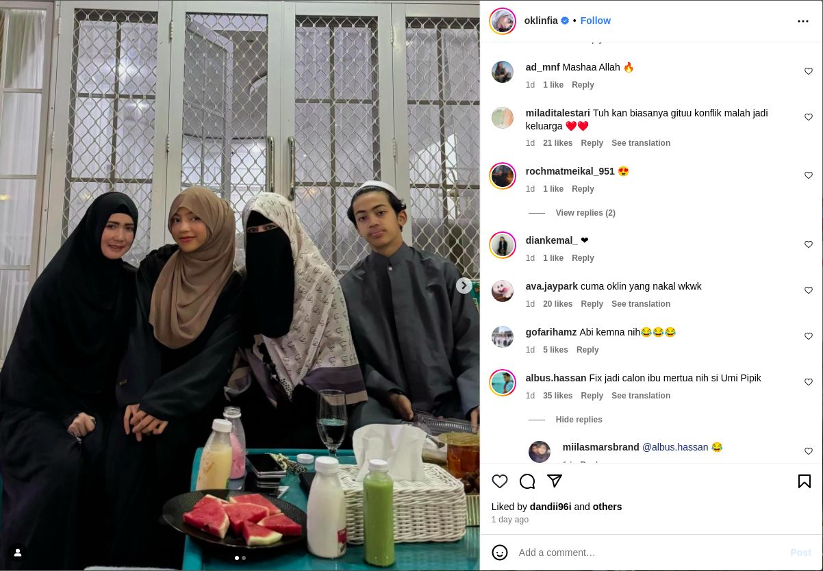 Unggahan Oklin Fia