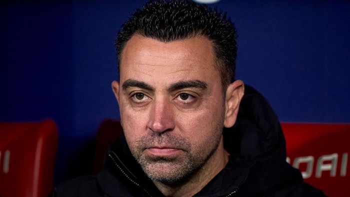 MADRID, SPAIN - MARCH 17: Xavi Hernandez head coach of FC Barcelona looks on prior the game the LaLiga EA Sports match between Atletico Madrid and FC Barcelona at Civitas Metropolitano Stadium on March 17, 2024 in Madrid, Spain. (Photo by Diego Souto/Getty Images)