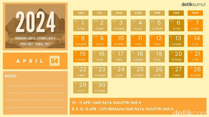 Kalender April 2024