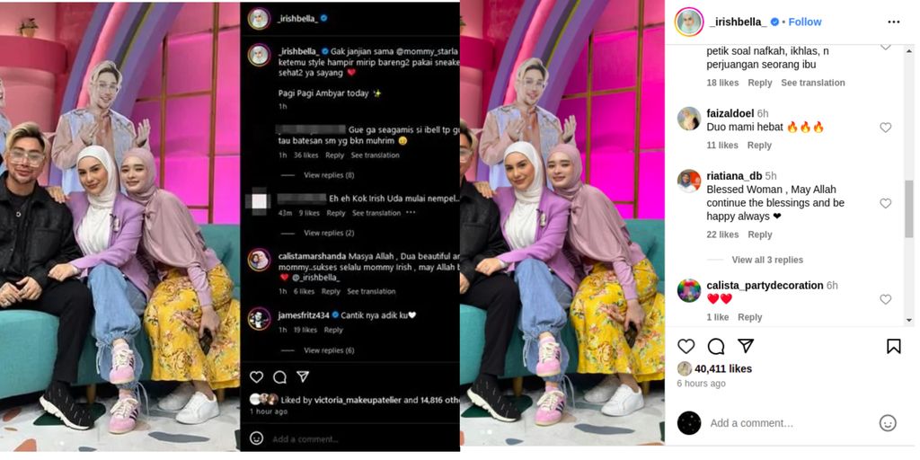 Perbedaan kolom komentar Irish Bella