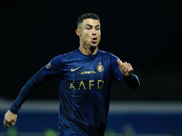 Soccer Football - Saudi Pro League - Abha v Al Nassr - Prince Sultan bin Abdulaziz Sports City, Abha, Saudi Arabia - April 2, 2024 Al Nassr's Cristiano Ronaldo celebrates scoring their fourth goal to complete his hat-trick REUTERS/Stringer