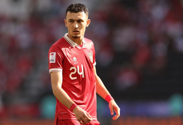 DOHA, QATAR - JANUARY 28: Ivar Jenner of Indonesia looks on during the AFC Asian Cup Round of 16 match between Australia and Indonesia at Jassim Bin Hamad Stadium on January 28, 2024 in Doha, Qatar. (Photo by Robert Cianflone/Getty Images)