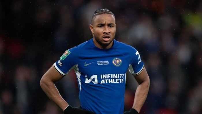 LONDON, ENGLAND - FEBRUARY 25: Christopher Nkunku of Chelsea during the Carabao Cup Final match between Chelsea and Liverpool at Wembley Stadium on February 25, 2024 in London, England. (Photo by Visionhaus/Getty Images)