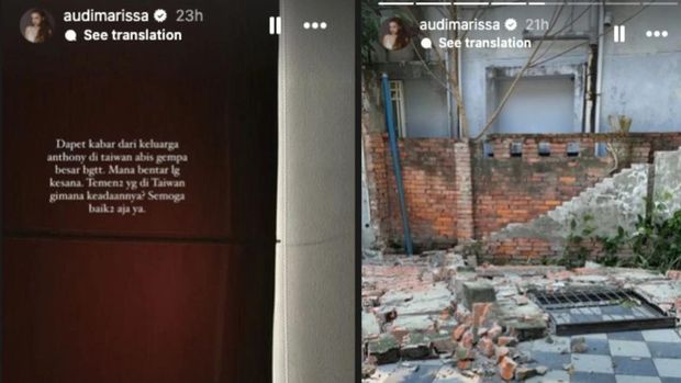 Kondisi rumah mertua Audi Marissa di Taiwan usai gempa