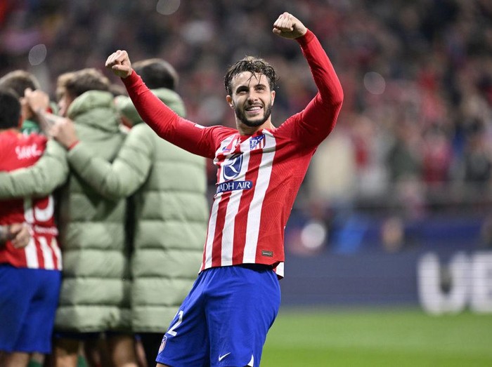 MADRID, SPAIN - MARCH 13: Mario Hermoso of Atletico Madrid celebrates during the UEFA Champions League Round of 16 second leg football rematch between Atletico Madrid and Inter at Civitas Metropolitano Stadium in Madrid, Spain on March 13, 2024. (Photo by Burak Akbulut/Anadolu via Getty Images)