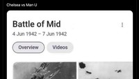 Battle of Midway, kejadian nyata di Perang Dunia II, bahkan jadi bahan meme untuk laga Chelsea vs MU, yang diledek Battle of Mid. Kira-kira artinya partai papan tengah. Foto: dok. Internet/X (Twitter)