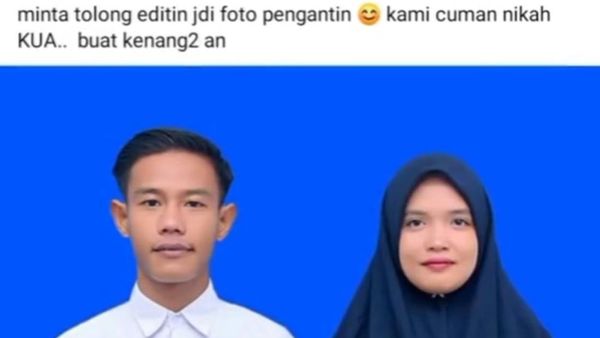 Hanya Nikah di KUA, Suhu Edit di FB Turun Tangan Bikin Foto Wedding