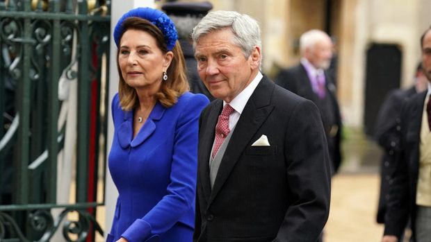 Michael and Carole Middleton arrive at Westminster Abbey in central London on May 6, 2023, ahead of the coronations of Britain's King Charles III and Britain's Camilla, Queen Consort. The set-piece coronation is the first in Britain in 70 years, and only the second in history to be televised. Charles will be the 40th reigning monarch to be crowned at the central London church since King William I in 1066. Outside the UK, he is also king of 14 other Commonwealth countries, including Australia, Canada and New Zealand. Camilla, his second wife, will be crowned queen alongside him, and be known as Queen Camilla after the ceremony. (Photo by Andrew Milligan / POOL / AFP)