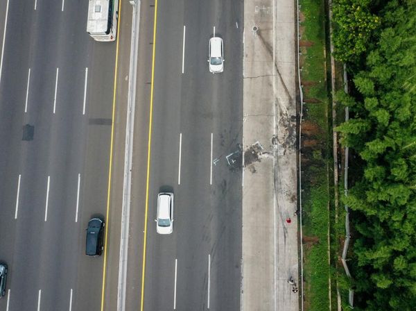 Foto Udara Lokasi Kecelakaan Maut Tol Jakarta-Cikampek KM 58