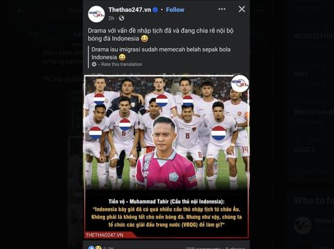 Postingan Thethao247 Soal Rizky Ridho