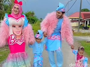 Viral Pasangan Pakai Baju Lebaran Heboh Tema Barbie Bikin Geleng-geleng Kepala