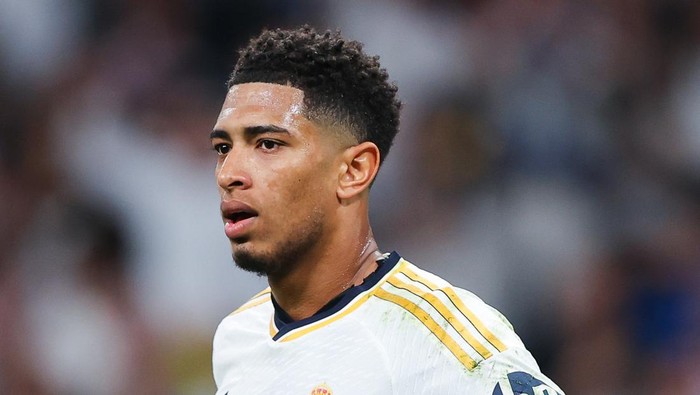 MADRID, SPAIN - APRIL 09: Jude Bellingham of Real Madrid 
during the UEFA Champions League quarter-final first leg match between Real Madrid CF and Manchester City at Estadio Santiago Bernabeu on April 09, 2024 in Madrid, Spain. (Photo by James Gill - Danehouse/Getty Images)