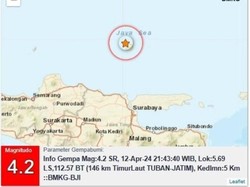 Gempa M 4,2 Guncang Tuban