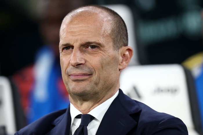 TURIN, ITALY - APRIL 7: Massimiliano Allegri of Juventus Fc looks on prior to the Serie A TIM match between Juventus and ACF Fiorentina on April 7, 2024 in Turin, Italy. (Photo by sportinfoto/DeFodi Images via Getty Images)