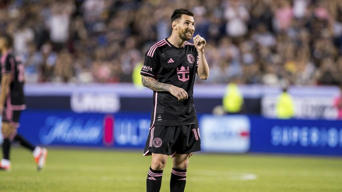 Lionel Messi saat Inter Miami menyambangi Sporting KC. Foto: AP/Nick Tre. Smith