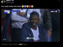 Ousmane Dembele diyakini hepi sudah membawa PSG menyingkirkan Barca, yang dulu pernah dibelanya. Foto: dok. Internet/X (Twitter)