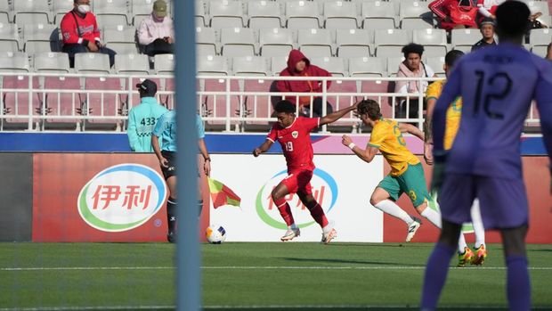 Timnas Indonesia U-23 mengalahkan Australia dalam laga lanjutan Piala Asia U-23 2024 di Stadion Abdullah bin Khalifa, Doha, Kamis (18/4).