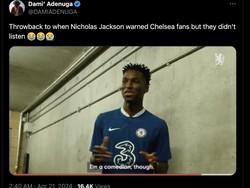 Nicolas Jackson, yang membuang peluang, dibilang pernah mengingatkan kalau dirinya itu suka melawak. Foto: dok. Internet/X (Twitter)