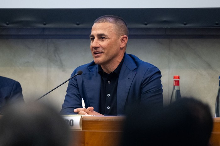 PARMA, ITALY - FEBRUARY 29: Fabio Cannavaro speech during a sport convention on February 29, 2024 in Parma, Italy. (Photo by Andrea Cantini/Parma Calcio 1913/Parma Calcio 1913 via Getty Images)