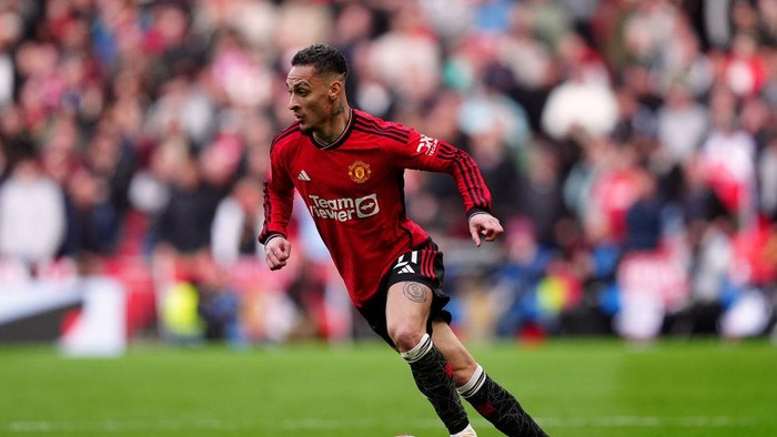 Manchester Uniteds Antony during the Emirates FA Cup semi-final match at Wembley Stadium, London. Picture date: Sunday April 21, 2024. (Photo by Mike Egerton/PA Images via Getty Images)