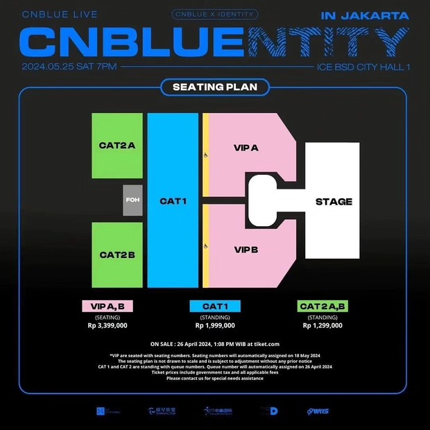 Detail seat plan dan harga tiket konser CNBLUE di Jakarta/ Foto: instagram.com/99wayspro Detail seat plan dan harga tiket konser CNBLUE di Jakarta/ Foto: instagram.com/99wayspro