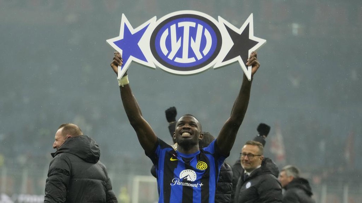 Marcus Thuram meraih Scudetto bersama Inter Milan. (Foto: AP/Luca Bruno)