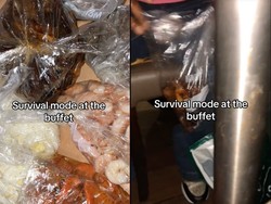 Niat Banget! Pria Ini Bawa Plastik untuk Bungkus Makanan di Resto AYCE