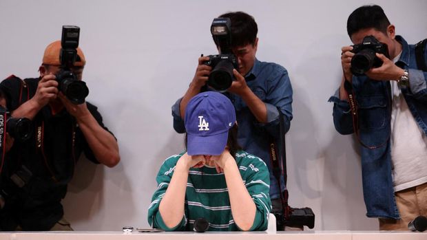 Min Hee-jin, CEO of HYBE's sub-label Ador, attends a press conference in Seoul, South Korea, April 25, 2024. REUTERS/Kim Hong-Ji