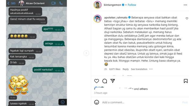 Istri Bintang Emon curhat positif narkoba
