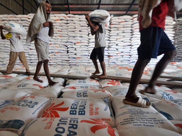 Melihat Stok Beras di Gudang Bulog Bengkulu