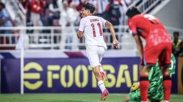 Rafael Struick saat Timnas Indonesia U-23 vs Korea Selatan.