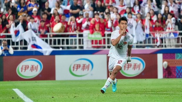 Timnas Indonesia U-23 vs Korea Selatan Pratama Arhan saat Timnas Indonesia U-23 mengalahkan Korea Selatan di perempat final Piala Asia U-23 2024.